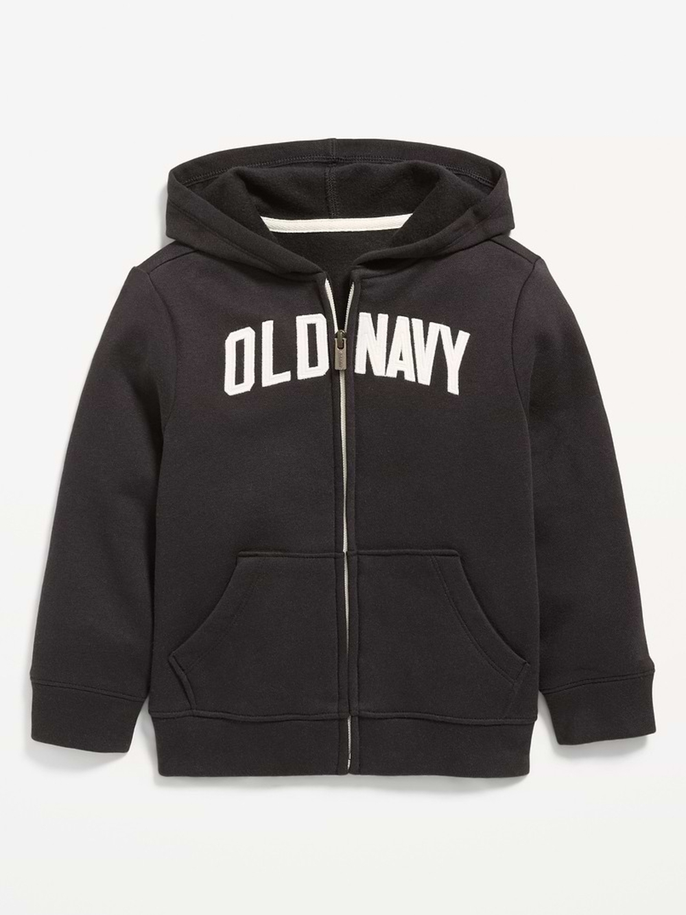 18-24 M Unisex Old Navy Black Hoodie with White Logo Zip Front NWOT